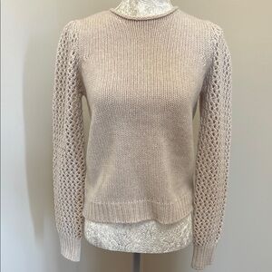 100% Cashmere Sweater with Textured Sleeves